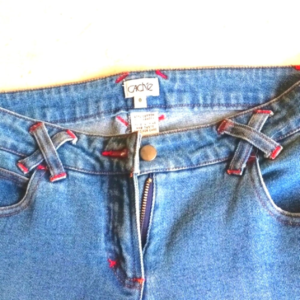 Vintage (store-Cache) Jeans with floral beaded design,...size 0..."NEW" VINTAGE - Picture 5 of 15